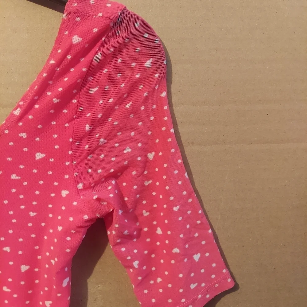Abercrombie & Fitch Girls Small NWT Coral Mini Dress with White Heart Detail